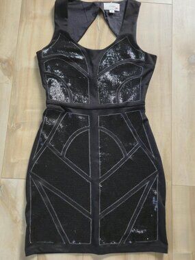 Y2K Glam Geometric Sequin Bodycon Dress | En Crème Black Clubwear Party Dress